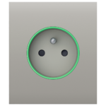 Tapa central para enchufe inteligente tipo E - Compatible con AJ-OUTLETCORE-SMART-E - Indicador LED sobre estado del enchufe y consumo - Botón táctil para control manual - Retroalimentación LED - Color ostra