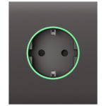 Tapa central para enchufe inteligente tipo F - Compatible con AJ-OUTLETCORE-SMART - Indicador LED sobre estado del enchufe y consumo - Botón táctil para control manual - Retroalimentación LED - Color gris