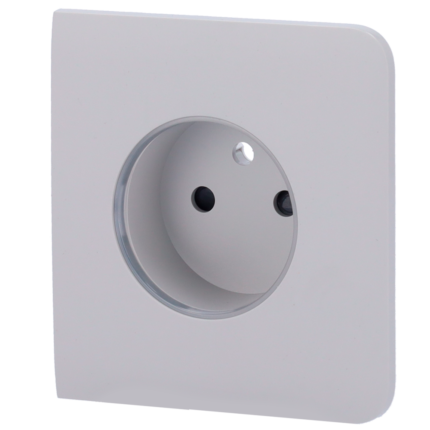 Tapa lateral para enchufe inteligente tipo E - Compatible con AJ-OUTLETCORE-SMART-E - Indicador LED sobre estado del enchufe y consumo - Botón táctil para control manual - Retroalimentación LED - Color niebla