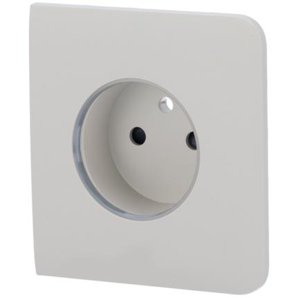 Tapa lateral para enchufe inteligente tipo E - Compatible con AJ-OUTLETCORE-SMART-E - Indicador LED sobre estado del enchufe y consumo - Botón táctil para control manual - Retroalimentación LED - Color ostra