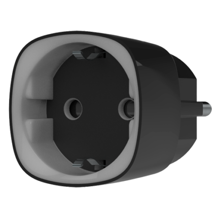 Enchufe inteligente con control remoto - Inalámbrico 868 MHz Jeweller - Antena interna alcance 1000 m - 230 VAC 50 Hz / Hasta 2.5 kW (11 A) - Medidor de consumo - Color negro