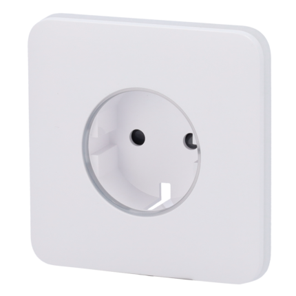 Tapa frontal para enchufe inteligente tipo F - Compatible con AJ-OUTLETCORE-SMART - Indicador LED sobre estado del enchufe y consumo - Botón táctil para control manual - Retroalimentación LED - Color blanco